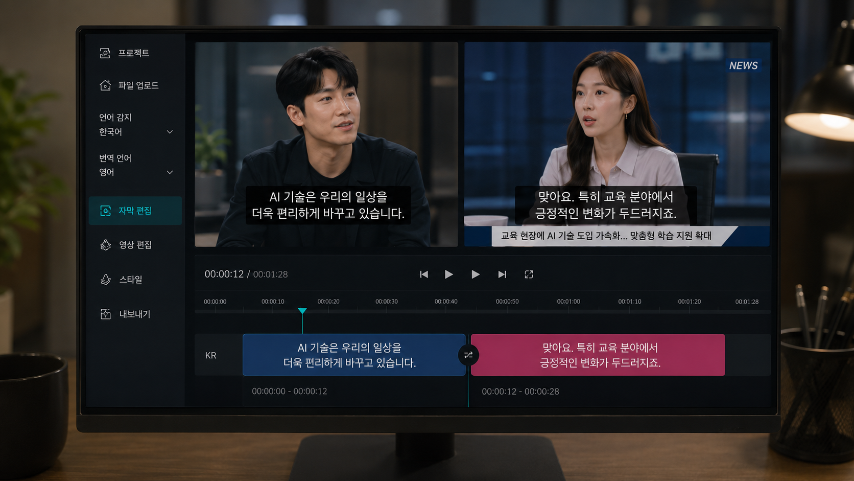 컷 전환 감지와 자막 편집